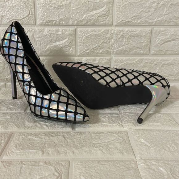 Cape ROBBIN heel shoes silver and black size 7.5.  Stunning. - Picture 4 of 10
